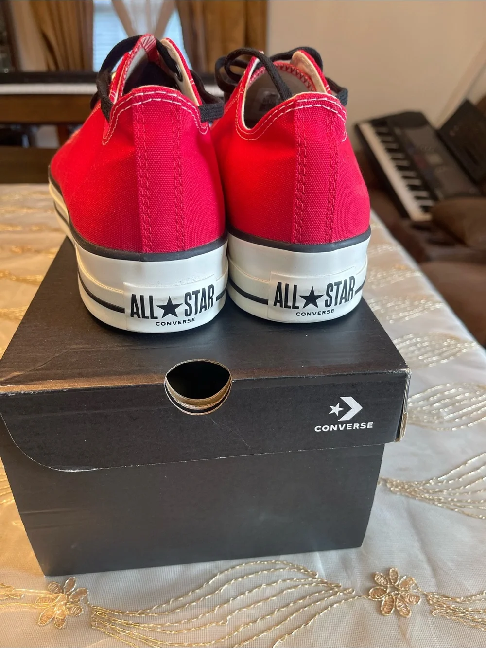 Converse Low-Top Sneakers in Red with Black Laces